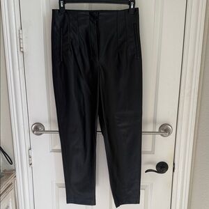 Zara Women Leather Black Ankle Pants Large